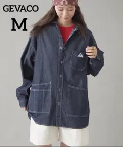 新品タグ付 【GEVACO】6ozショールカラーデニムワークシャツ ネイビー M