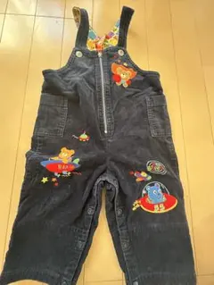 ミキハウス ホットビスケッツコーデュロイ オーバーオール　カバーオール紺色 80