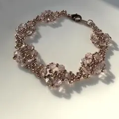 ビーズブレスレット スワロフスキー 【ヴィンテージローズ×ブロンズ】