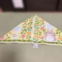 となりのトトロ国産フェイスタオル ジブリ 花柄 チェック グリーン　今治タオル