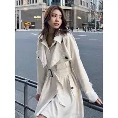 rienda リエンダ ジェラートトレンチミニコート アイボリー S