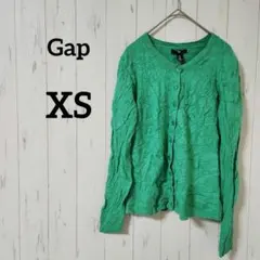 Gap【XS】グリーン カーディガン ボタンフロント オシャレ 柔らか素材