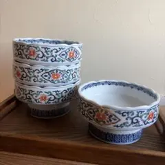✨華やかな花唐草文様✨高台鉢4客セット✨