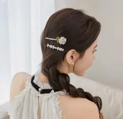紫色の花ヘアピン2本セット