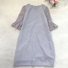 ガール 七分袖ワンピース パーティードレス シンプル 結婚式 レース ベーシック