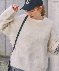 アソート オーバーサイズ シャギージャガードニット