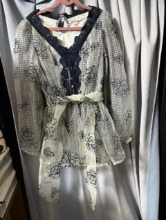 値下げ　Liz Lisa 花柄チェック シースルーセットアップ