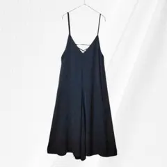 GLOBAL WORK キャミサロペット ワイドパンツ 黒 M オールインワン