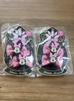 ミニーマウス ヘアゴムヘアピンセット ピンク 4個入り