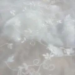 フローラル刺繍 レースカーテン 白ハギレ￼60×90cm 75×90cm 2枚