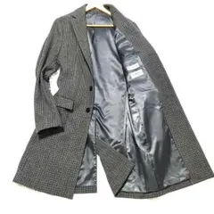 GLOBAL WORK　チェスターコート　ガンクラブチェック　柄　グレー　M