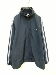 90年～00代　ナイキ　ナイロンジャケット　レディースS～M　ネイビー　刺繍ロゴ