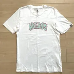 adidas　ロゴ入りTシャツ　S　ホワイト