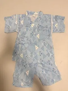 水色 幾何学模様 甚平 100cm
