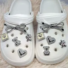 ジビッツ クロックス シューチャーム　くま　リボン　ハート　10個 h