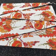 レトロ生地　ハギレ　4枚　赤　オレンジ　綿