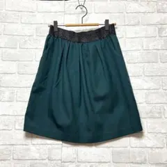 イェッカヴェッカ スカート F 美品 グリーン ウエストゴム ラメ 上品 シックのサムネイル