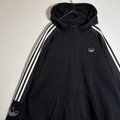 adidas アディダス 刺繍ロゴ　トレフォイル　サイドライン　裏起毛　パーカー