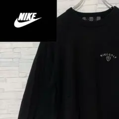 90s NIKE GOLF ウールニット セーター ブラック ロゴ 刺繍ロゴ M