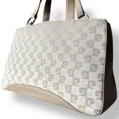 極美品✨ピエールカルダン　総柄　ハンドバッグ　肩掛け　レザー　キャンバス