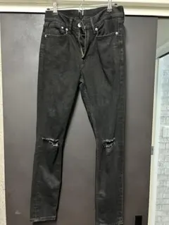 H&M ブラックスキニーデニム 28/30 クラッシュパンツ