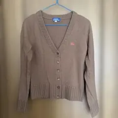 BURBERRY BLUE LABEL ブラウンVウールカーディガン バーバリー
