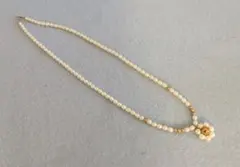 パール フラワーモチーフ ネックレス 14k　淡水パール　ベビーパール