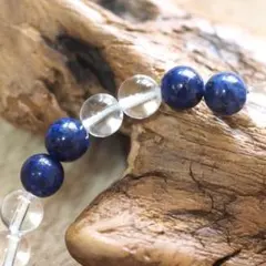 ブレスレット 3Aラピスラズリ×3Aサシ入水晶 内径16.5cm 12月の誕生石