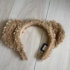 耳付きベージュファーカチューシャ