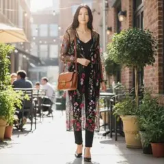 ZARA ザラ ワンピース 花柄 刺繍 シースルー ボタニカル ロング チュール