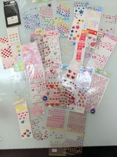 平成レトロ　シール　ハート　星　ぷっくりシール