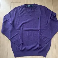 【美品】Polo by Ralph Lauren 紫色 Vネックセーター L