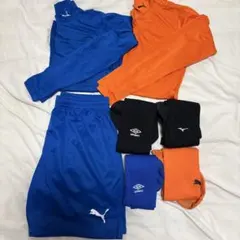 サッカーウェアセット 青 オレンジ