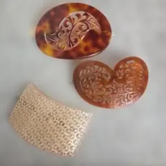 鼈甲カラー　髪飾り　バレッタ　アクセサリー　セット　まとめて　H9　着物　浴衣