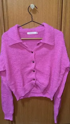 MOUSSY ピンク クロップドカーディガン