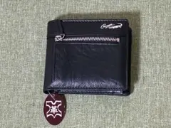 【新品未使用タグ付き】【CROCODILE】レザー製二つ折り財布 黒