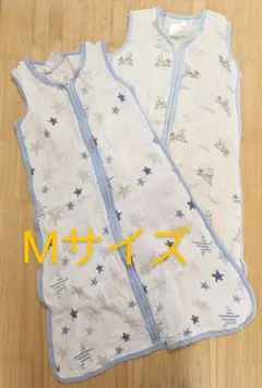 ベビー スリーパー 綿100％ 2枚セット M 寝袋 ガーゼ　厚手