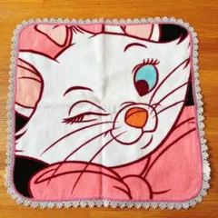 ディズニー おしゃれキャット マリーちゃん ミニタオル ハンカチ 水色