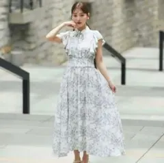 tocco closet ウエストシャーリングフラワープリントシャツワンピース