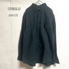 UNIQLO ユニクロ　チェック柄シャツ Mサイズ　長袖グリーン　メンズ