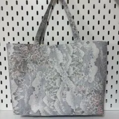 大島紬　着物リメイク　トートバッグ　ハンドメイド　白大島