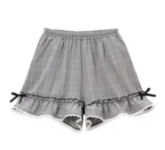 【夢展望】ちら見せフリルショートパンツ 3L ブラックチェック