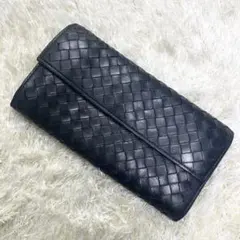 ボッテガヴェネタ 長財布 イントレチャート ブラック 小銭入れあり