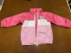ピンク/ホワイト ジップアップジャケット 80cm 女の子 ウィンドブレーカー