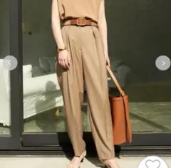 Mila Owen　ボックススタックバレルテーパードパンツ　ベージュ　M-L