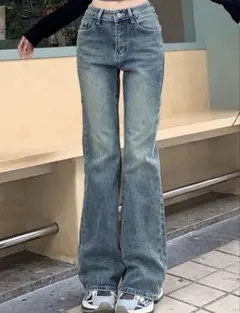 ヴィンテージ加工 フレアデニムパンツ