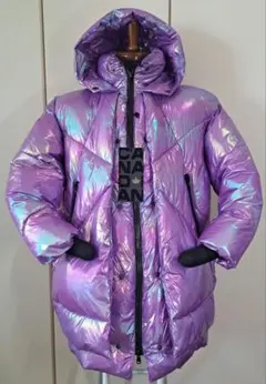 新品 CANADIAN シャイニーフードパファージャケット パープル Ｍ寸タグ付