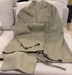 【ZARA】リネン100% セットアップ　カーキ