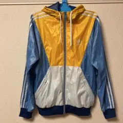 adidas ナイロンジャケット イエロー/ブルー　L