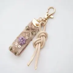 インド刺繍リボン　キーホルダー　パラコード　ストラップ